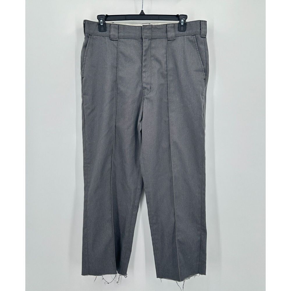 Dickies Pants Mens 38 Gray Straight Leg Frayed Hem‎ Regular Fit Flood Grunge